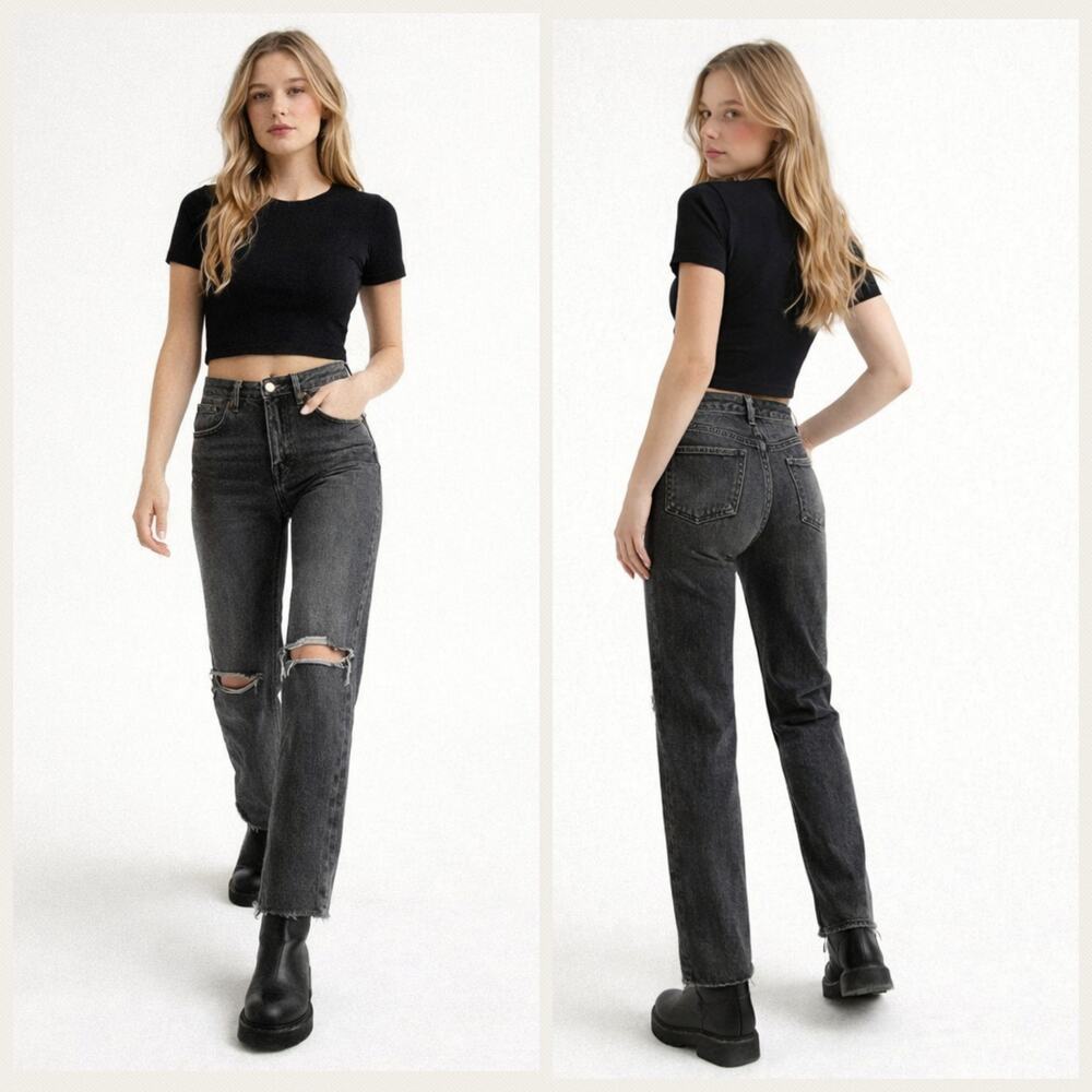 Haikure Oregon 1959 Straight Leg Jeans Size 27 Vintage Black Distressed  J1818